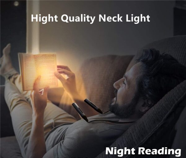 Flexible Neck Reading Light with 8 LEDs, Adjustable Colors & Rechargeable Design for Reading, Knitting, Camping, and More - Image 8